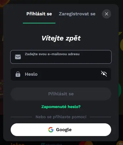Přihlašovací okno do Betonred Casino